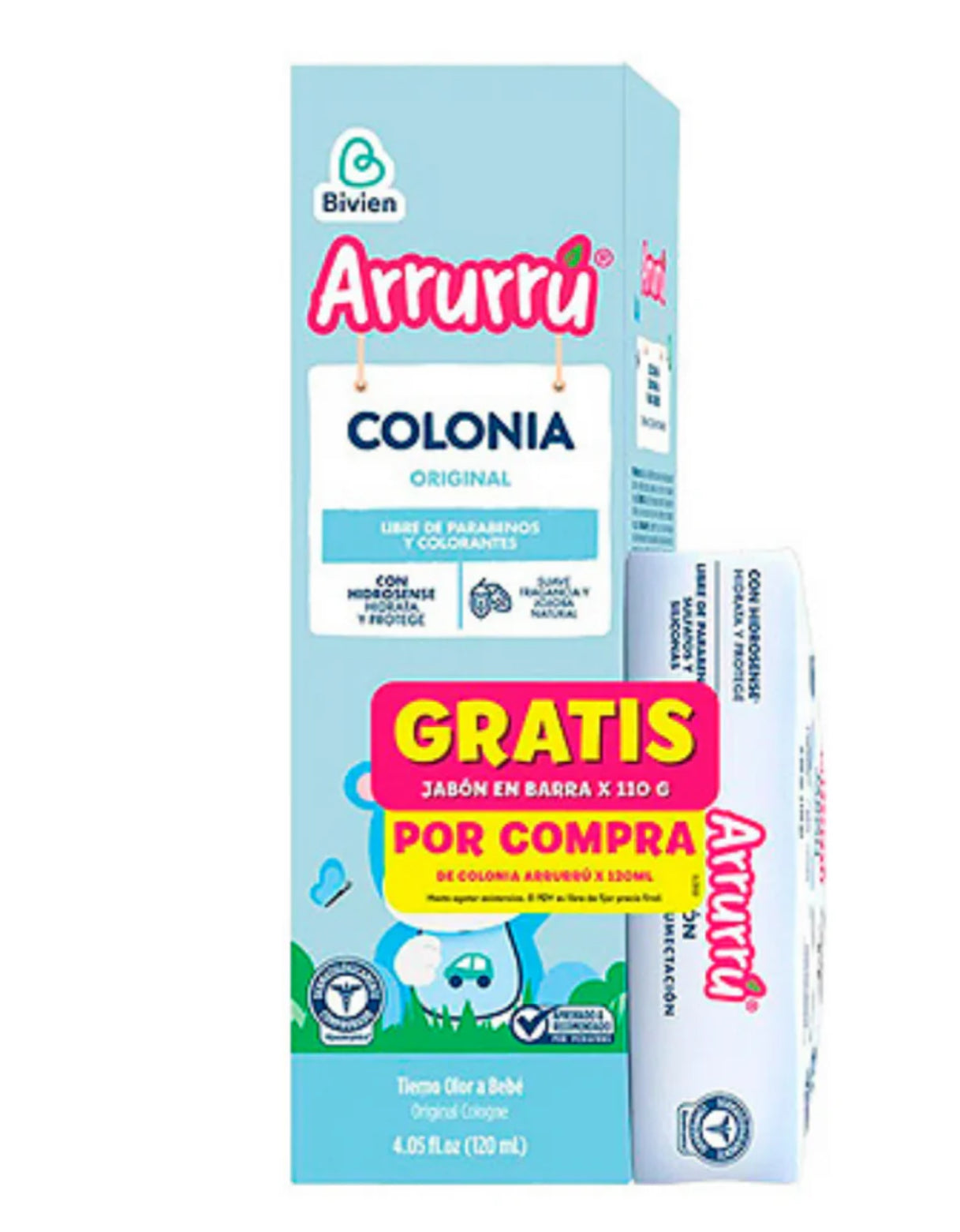 Arrurru Colonia Original Azul 120 ml + Jabon suavidad y humectacion 110 gr.