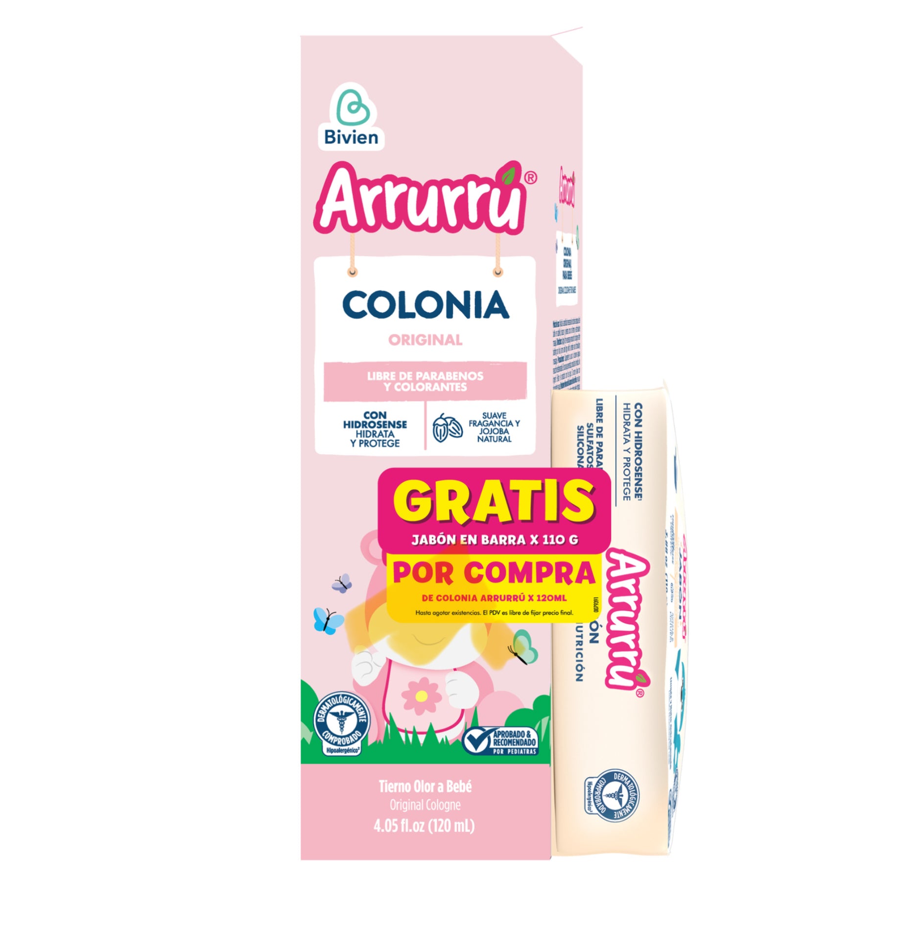 Arrurru Colonia Original Azul 120 ml + Jabon suavidad y humectacion 110 gr.