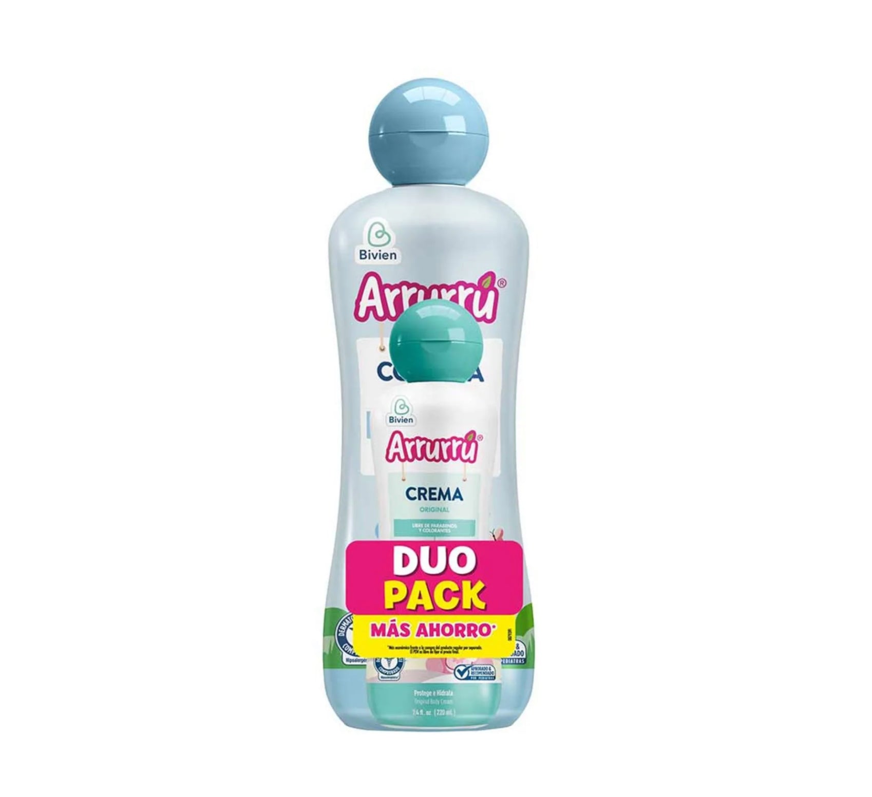 Dúo Pack Arrurru Colonia Original Rosado o Azul 400 ml + Crema Original 220 ml