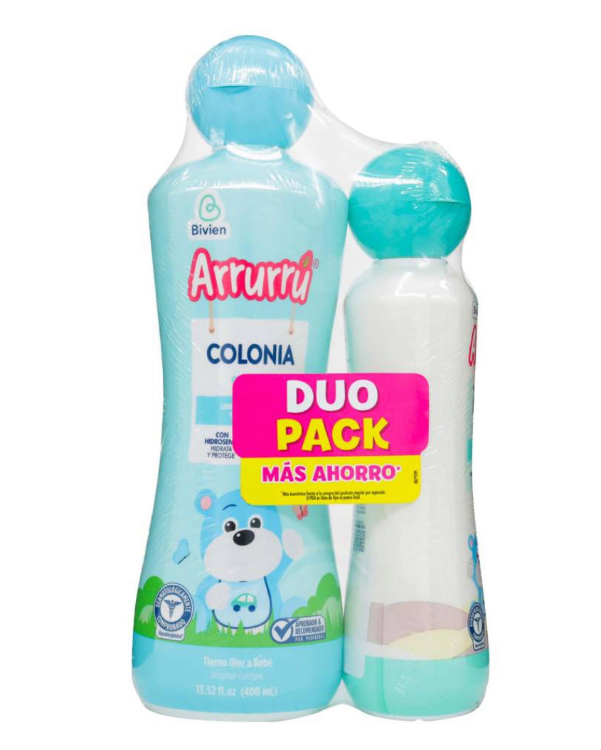 Dúo Pack Arrurru Colonia Original Rosado o Azul 400 ml + Crema Original 220 ml