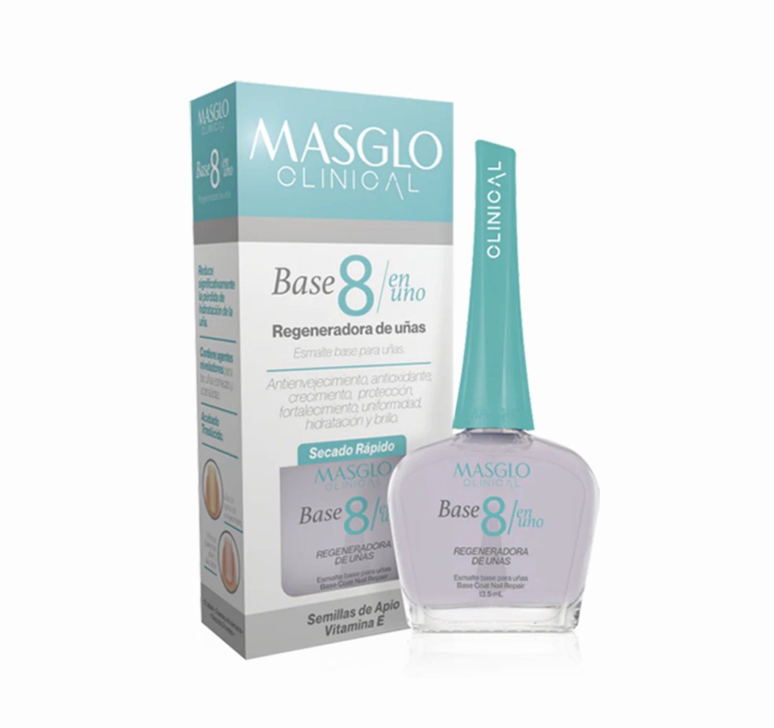 MASGLO Clinical Total Care 8 in 1 Nail Base – Clear Finish