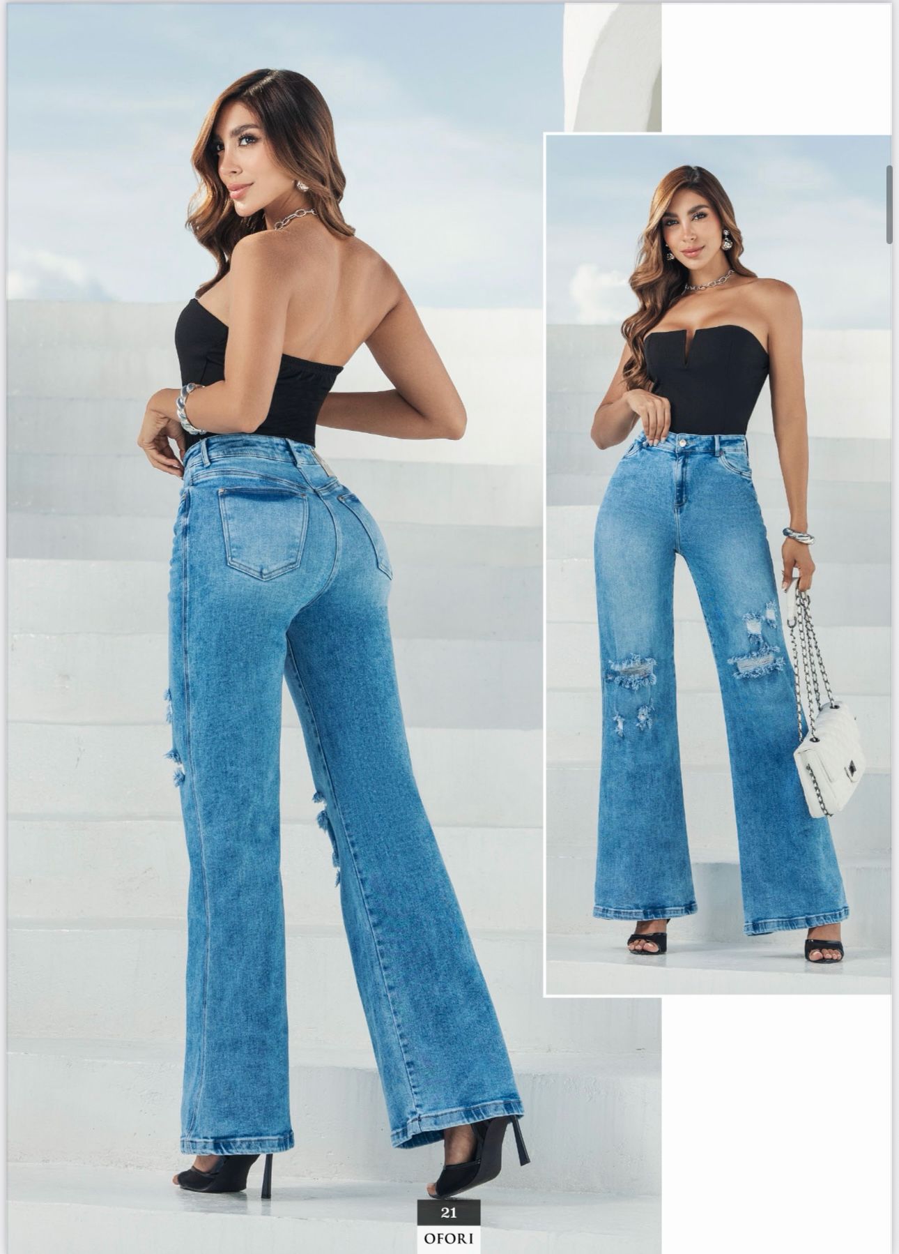 Celine High Waist Flare Colombian Jeans – Wide Leg Comfort Super Stretch