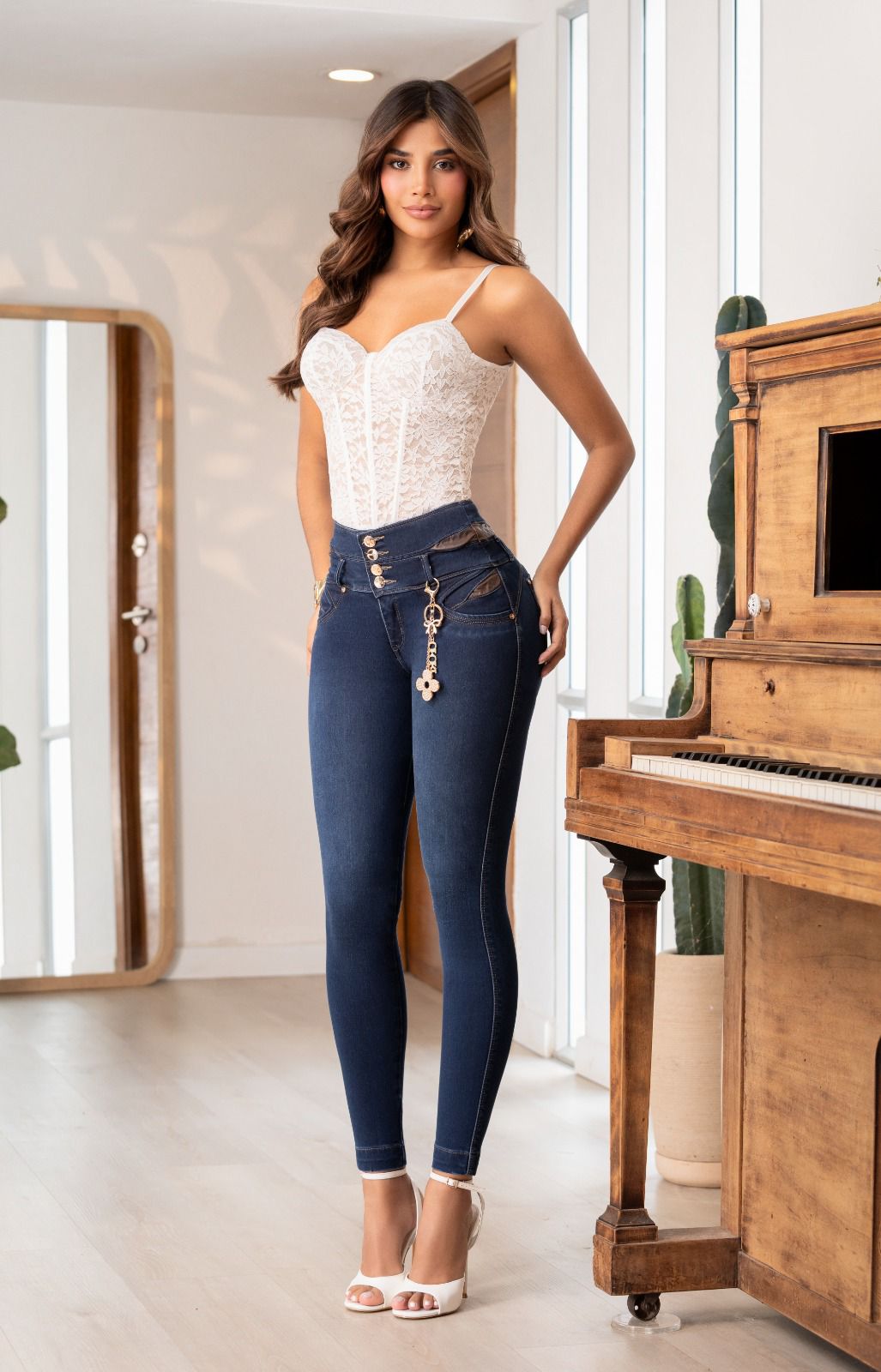 Colombian Skinny Jeans Ref RESSA | High Waist 4 Button Push Up Fit