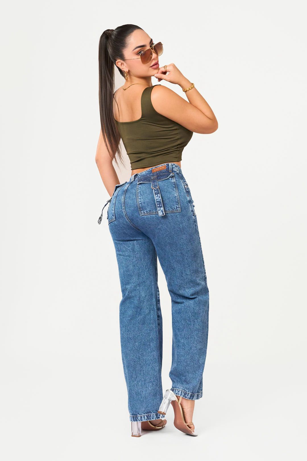 Colombian Wide Leg Jeans – High Waisted Rigid Denim Straight Fit Ref 7027