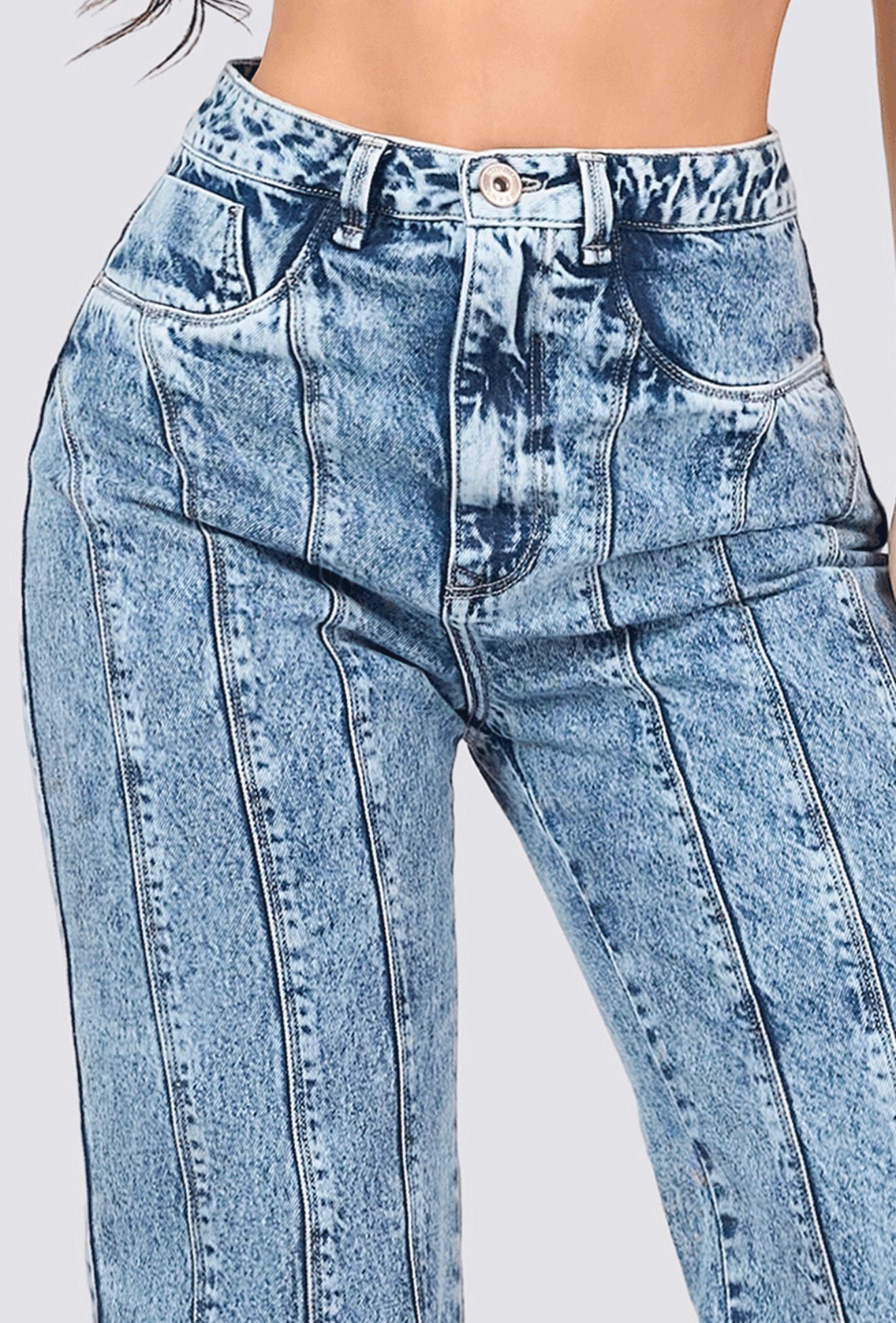 Colombian Wide Leg Jeans – High Waisted Rigid Denim Straight Fit Ref 7083