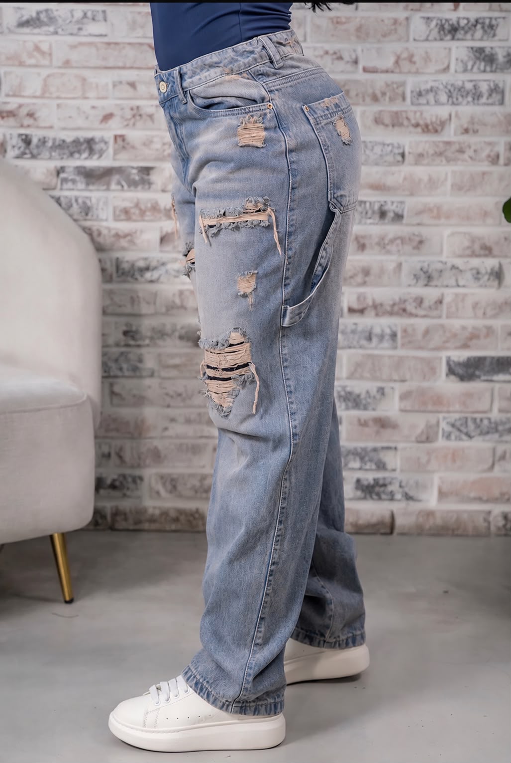 Colombian Ref. 6457-1 High Waist Distressed Baggy Jeans – Rigid Denim