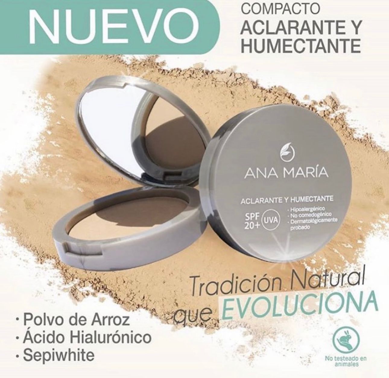 ANA MARÍA Compact Face Powder SPF 20 – Rice Powder & Hyaluronic Acid