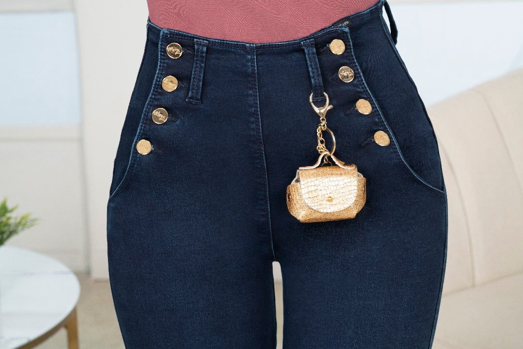 Colombian Skinny Jeans for Women Ref W-384 – High Waist Push Up Stretch Denim with Accessory