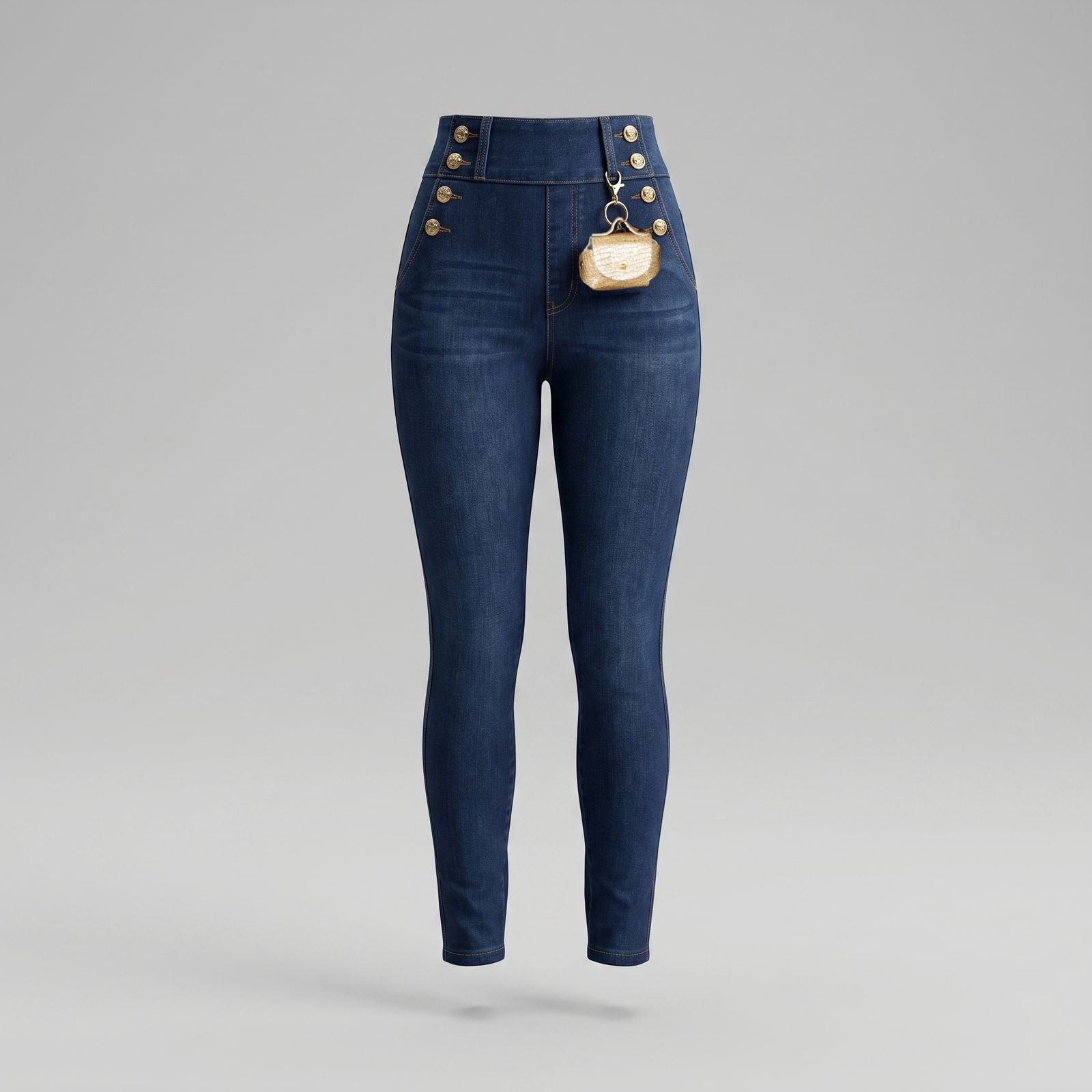 Colombian Skinny Jeans for Women Ref W-384 – High Waist Push Up Stretch Denim with Accessory