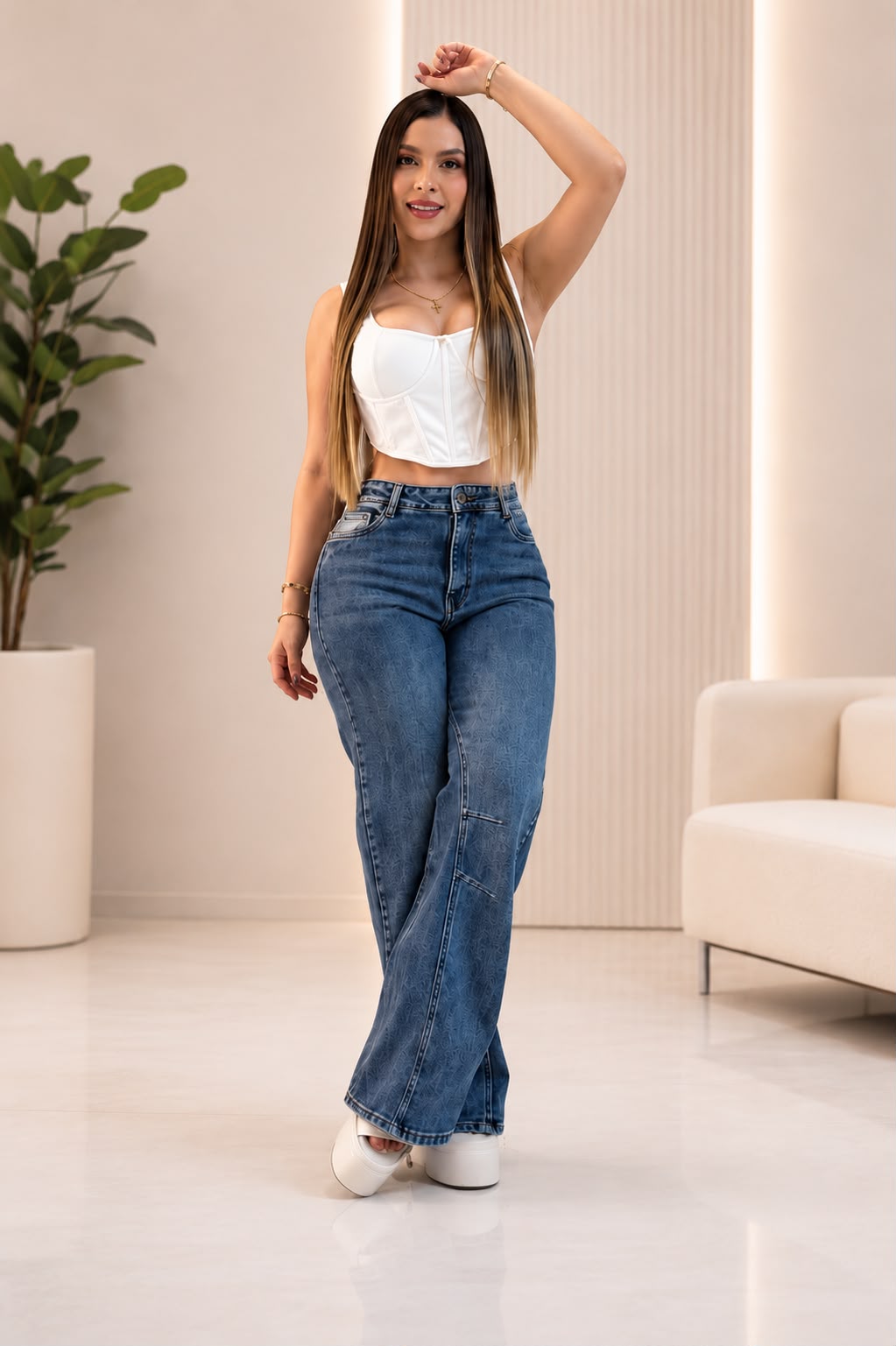 Colombia 7002 Flare Jeans  High Waist Light Stretch Denim