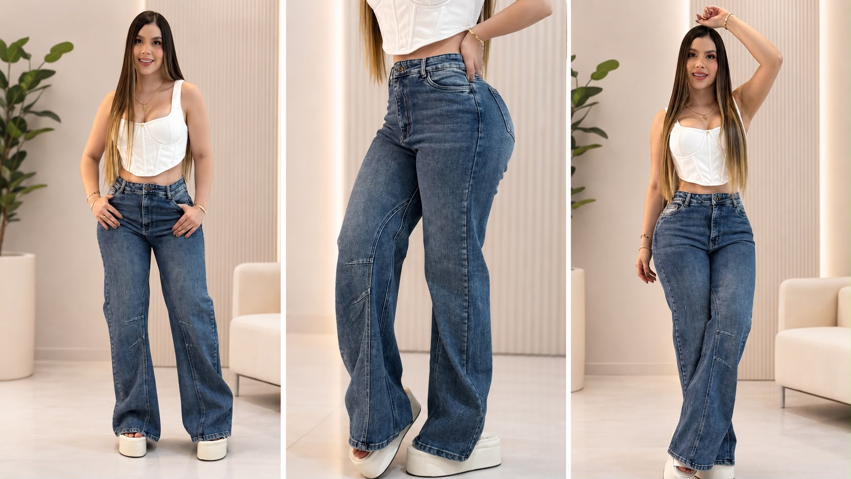 Colombia 7002 Flare Jeans  High Waist Light Stretch Denim