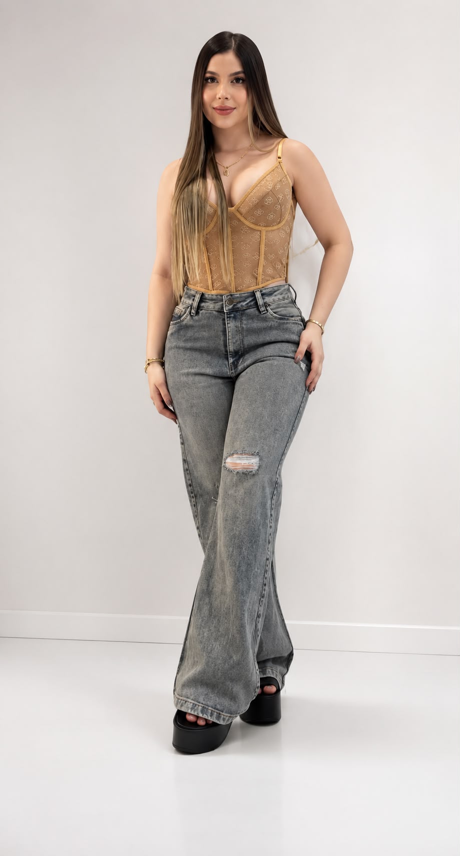Colombian 7006 Flare Jeans – High Waist Light Stretch Denim