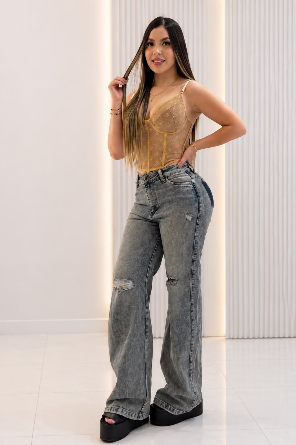 Colombian 7006 Flare Jeans – High Waist Light Stretch Denim