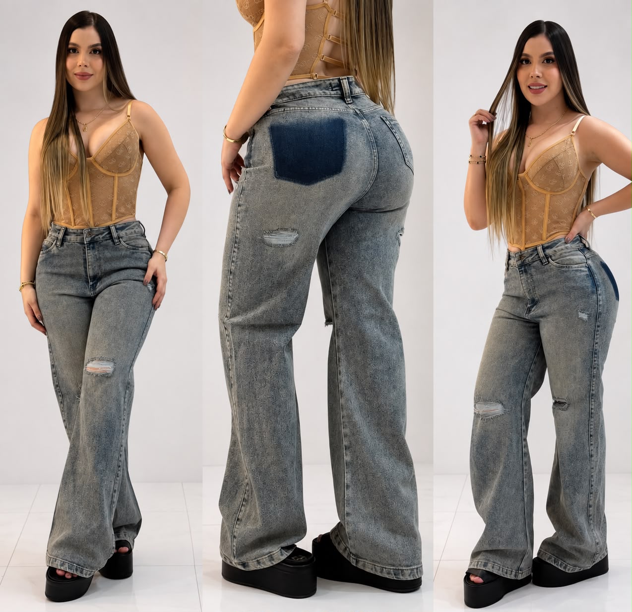 Colombian 7006 Flare Jeans – High Waist Light Stretch Denim