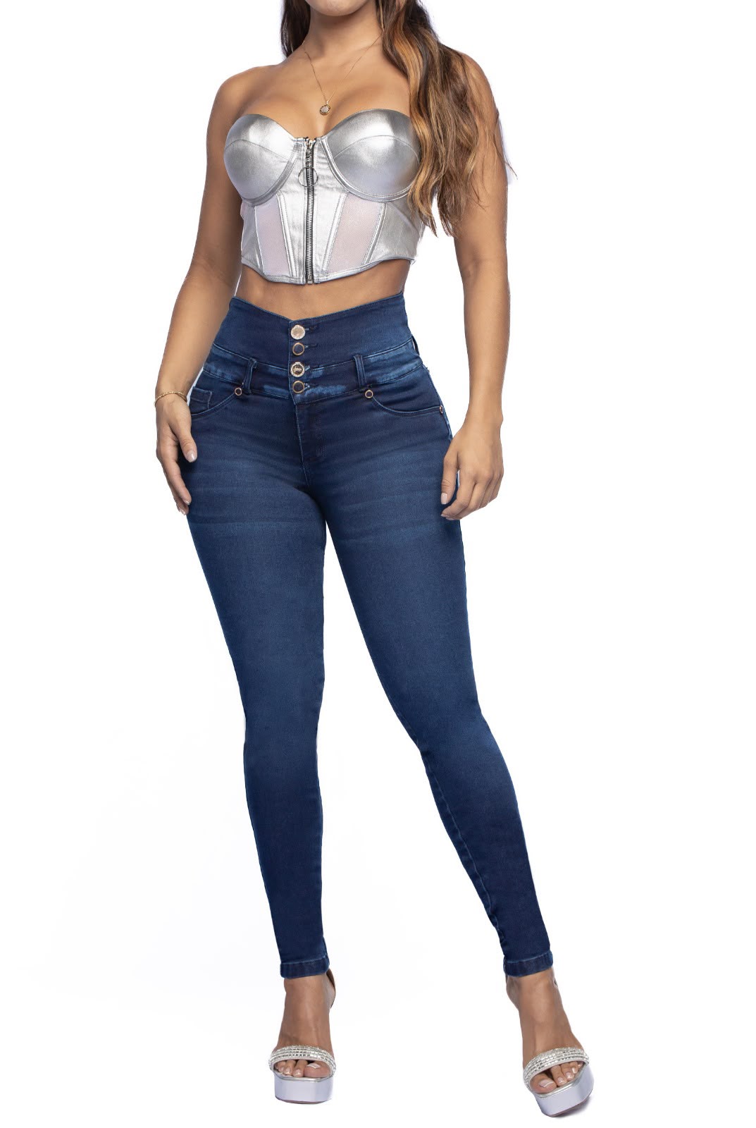 Colombia 71545 Skinny Jeans  High Waist  4 Button Waistband  Stretch Denim
