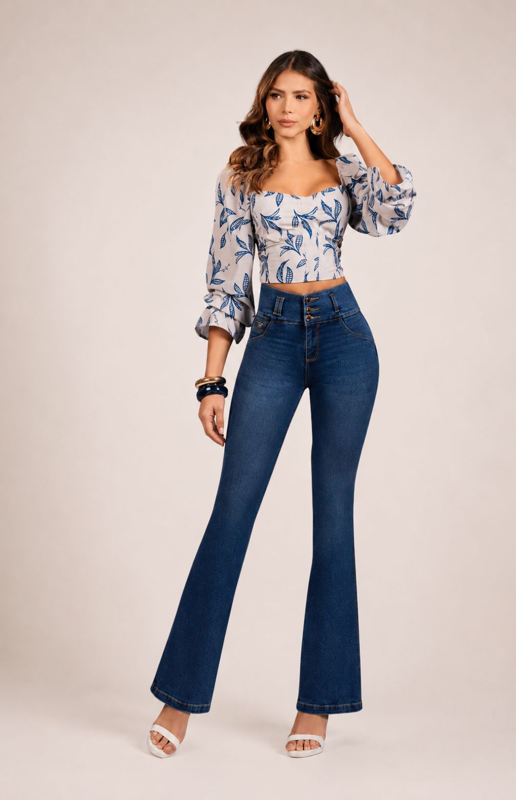 Ref 1740 Colombian Flare High Waist Jeans Ultra Stretch Push Up