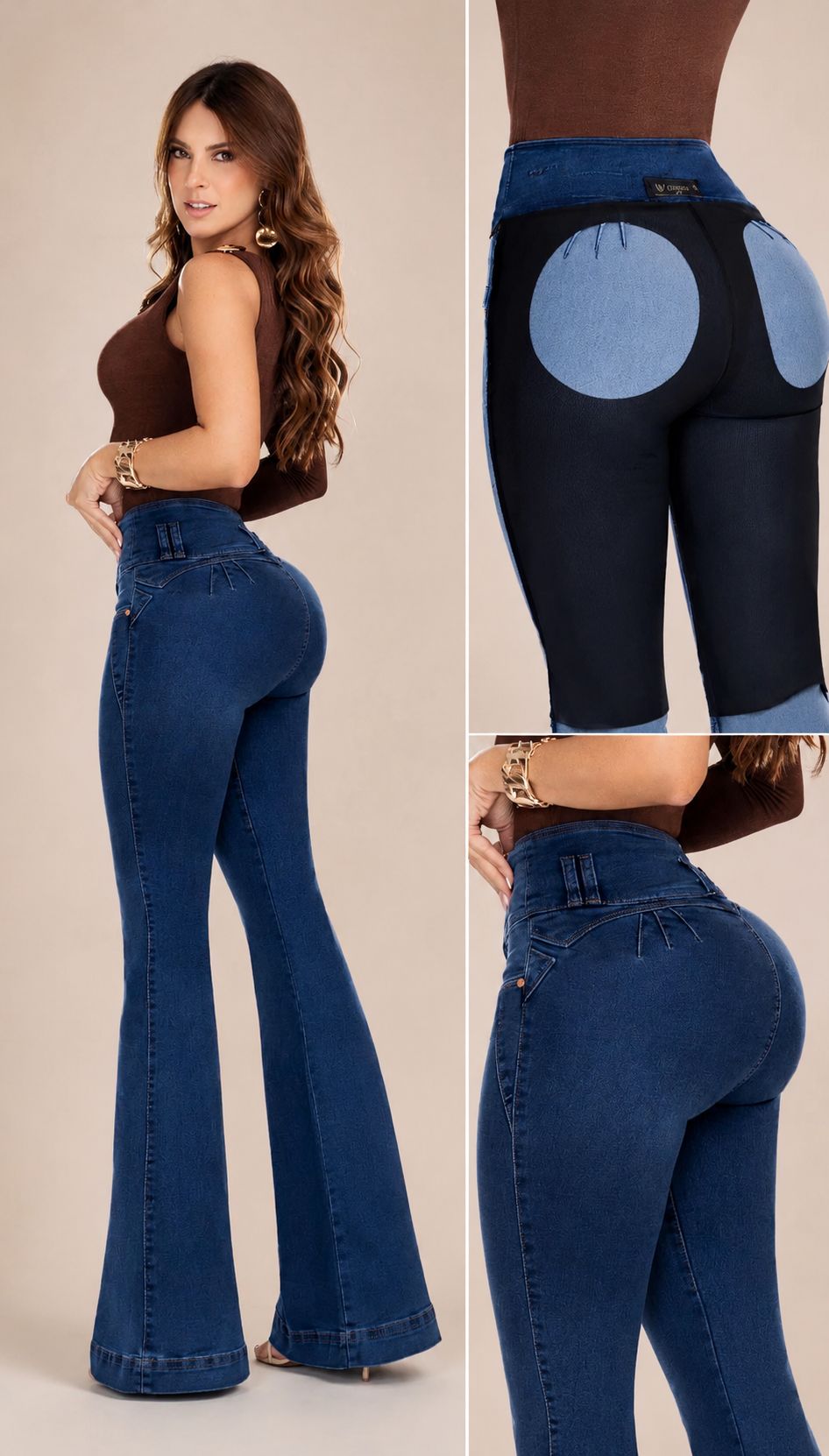Ref 1724 Colombian Flare High Waist Jeans  Ultra Stretch  Push Up